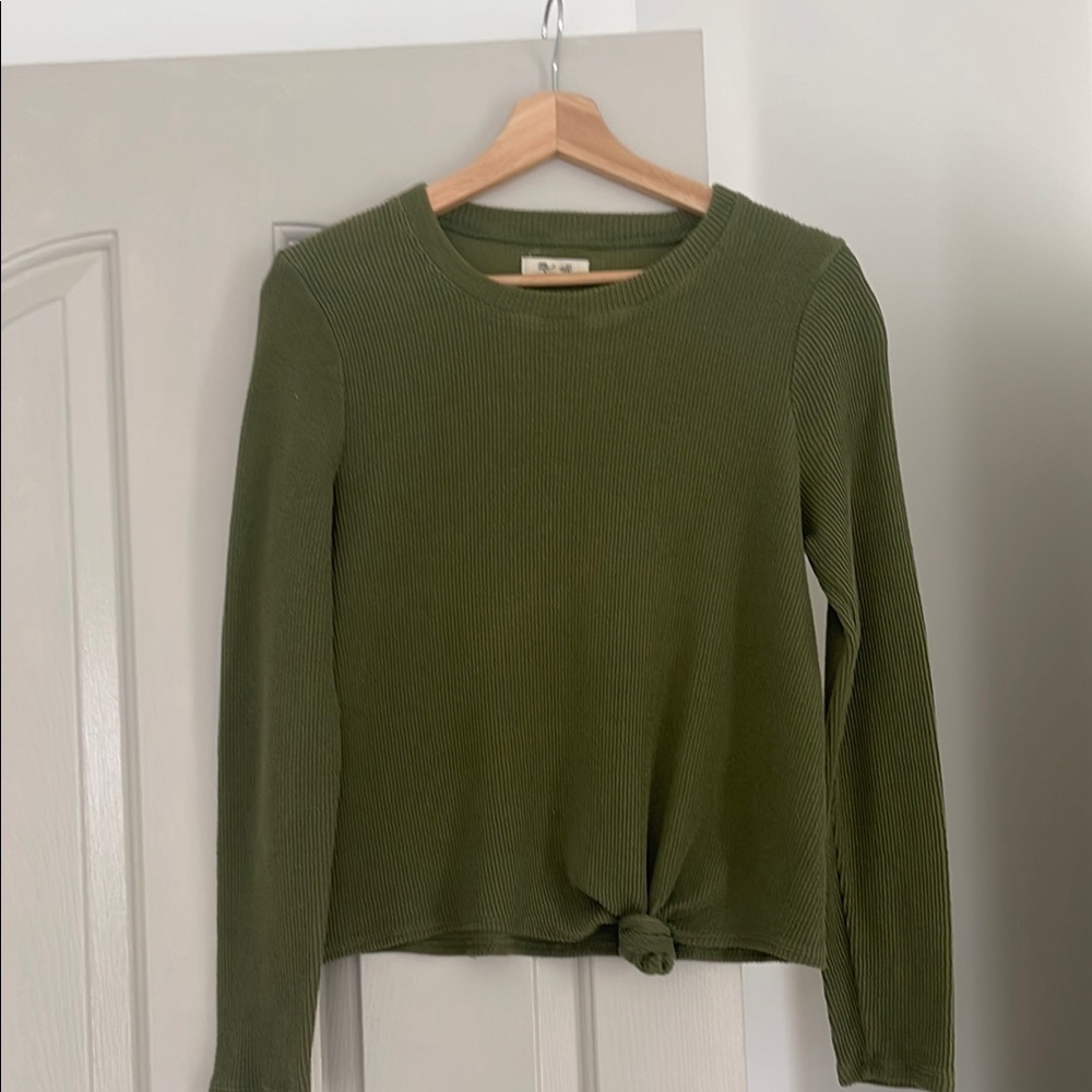 Madewell Olive Green Ribbed Sweatshirt